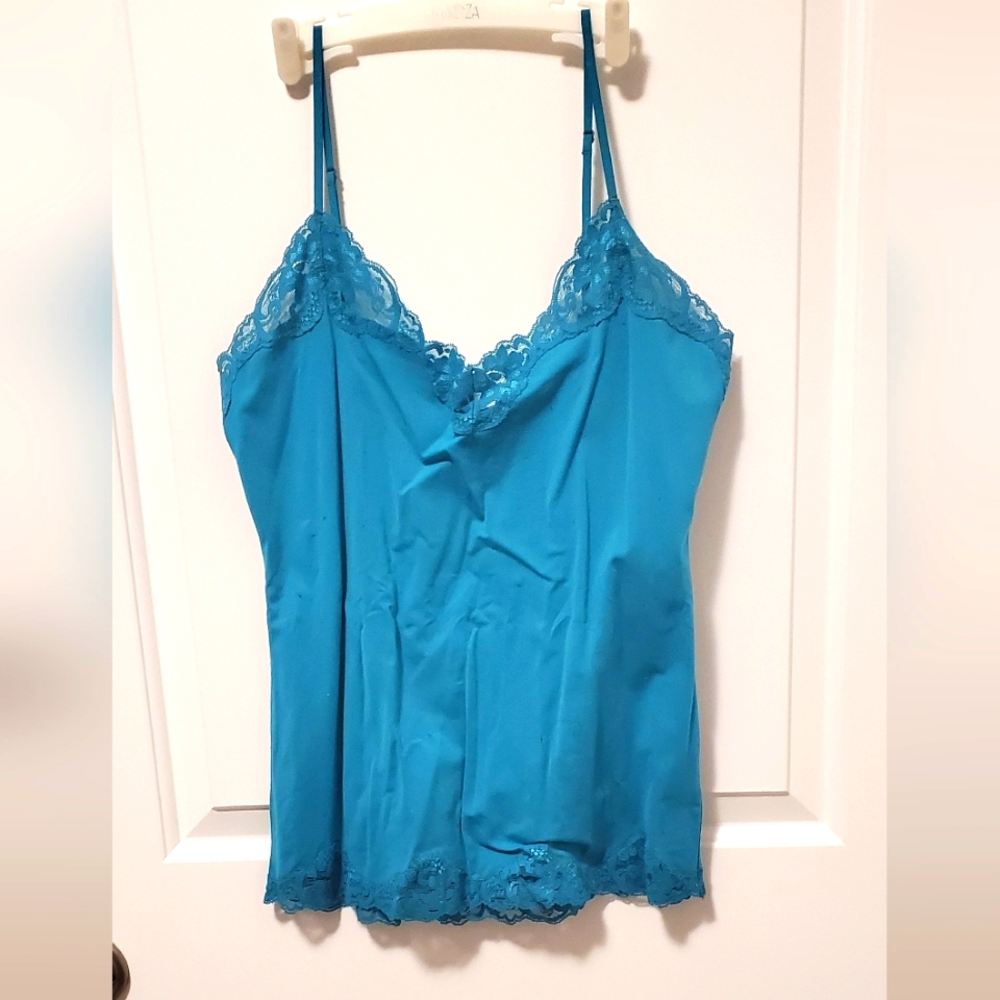 12$30 💚💙smart set base layer lace trim tank/camisole/cami - sz XL - light teal